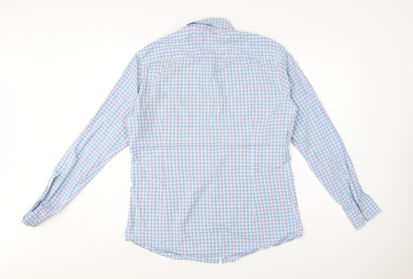 Hackett London Men’s Blue Check Slim Fit Cotton Shirt Medium