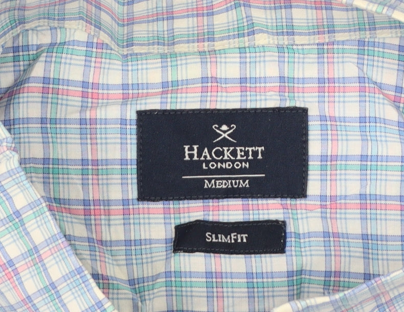 Hackett London Men’s Blue Check Slim Fit Cotton Shirt Medium