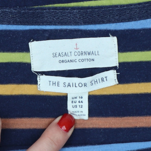 Seasalt Cornwall Women’s Multicoloured Stripe Jersey Sailor Top UK 16