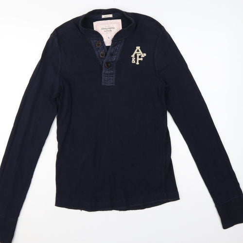 Abercrombie & Fitch Men's Blue Small Muscle Fit Long Sleeve Henley T-Shirt