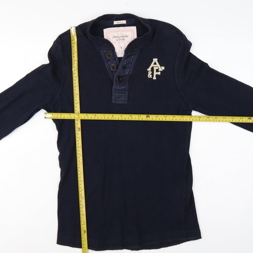 Abercrombie & Fitch Men's Blue Small Muscle Fit Long Sleeve Henley T-Shirt