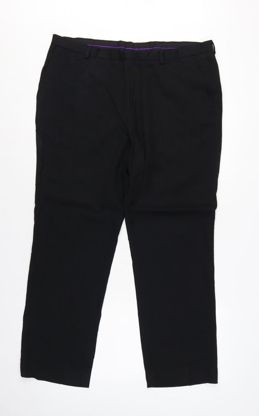 Burton London Men's Black 38S Short Straight Dress Trousers Formal