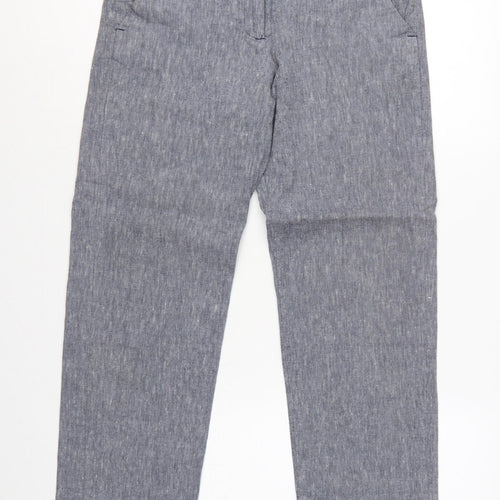Great Plains Women Grey UK 10 Cotton Chambray Straight Trousers Pockets