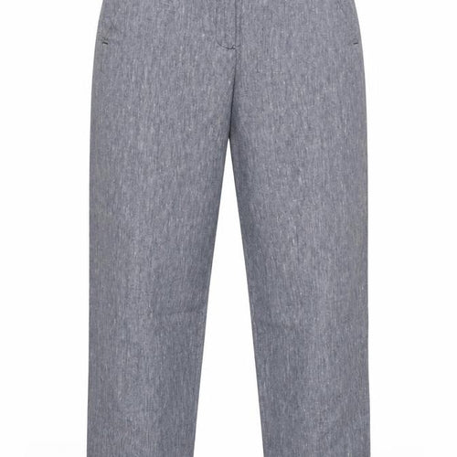 Great Plains Women Grey UK 10 Cotton Chambray Straight Trousers Pockets