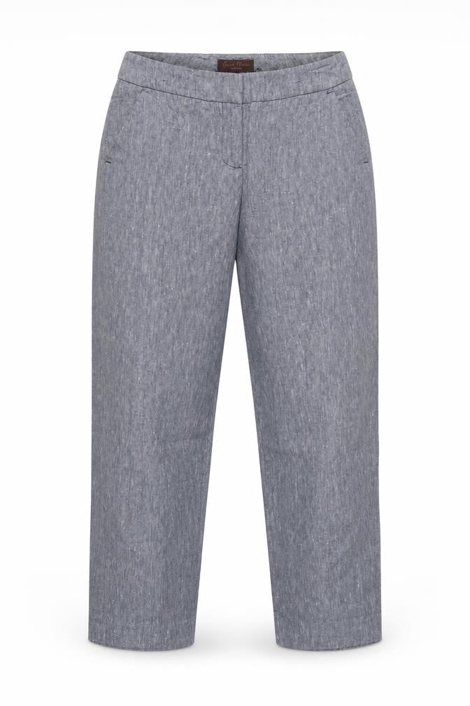 Great Plains Women Grey UK 10 Cotton Chambray Straight Trousers Pockets