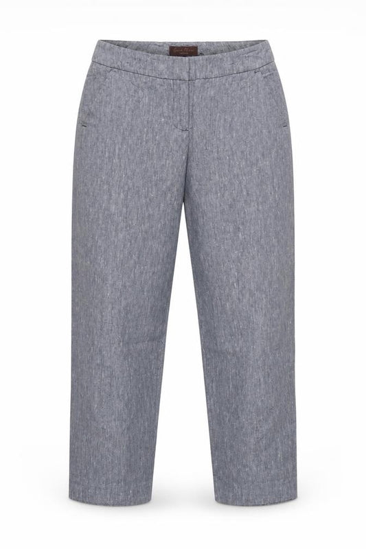 Great Plains Women Grey UK 10 Cotton Chambray Straight Trousers Pockets