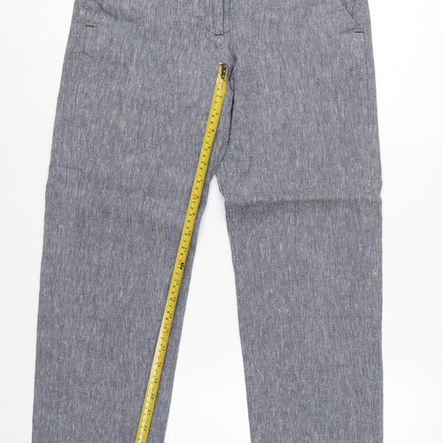 Great Plains Women Grey UK 10 Cotton Chambray Straight Trousers Pockets