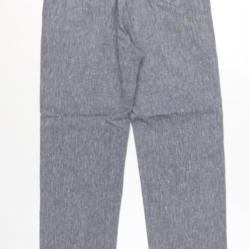 Great Plains Women Grey UK 10 Cotton Chambray Straight Trousers Pockets