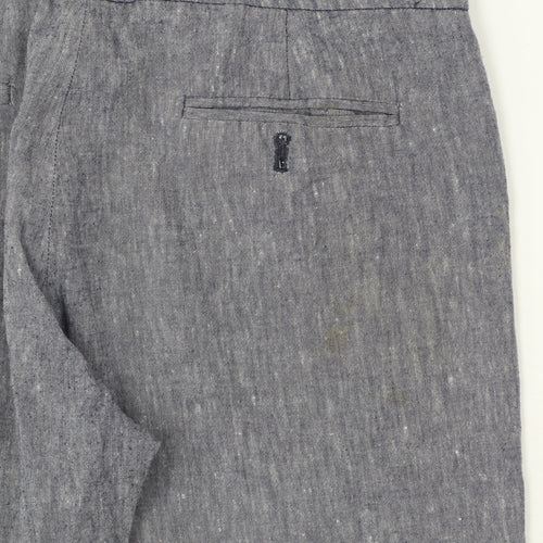 Great Plains Women Grey UK 10 Cotton Chambray Straight Trousers Pockets