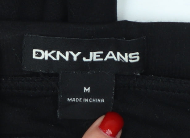DKNY Jeans Women Black M Straight Leg Pull-On Trousers Pockets