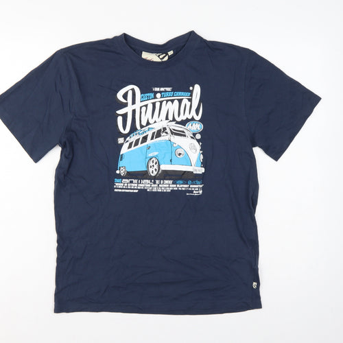 Animal Teens Blue Size 13 Camper Van Graphic Print Crew Neck T-Shirt