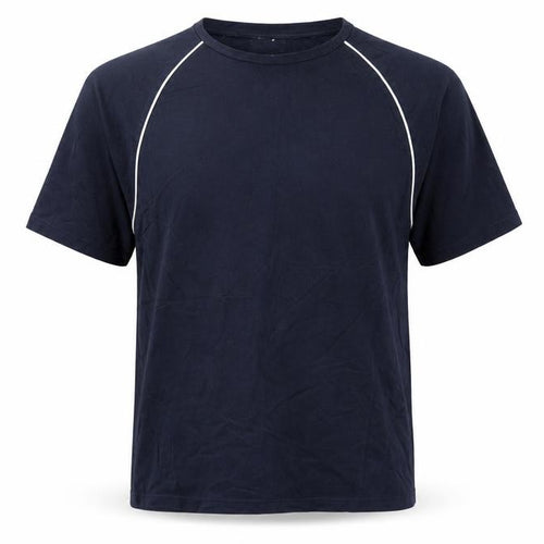 Reiss Men’s Blue L Cotton Crew Neck Contrast Trim T-Shirt