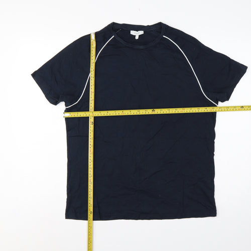Reiss Men’s Blue L Cotton Crew Neck Contrast Trim T-Shirt