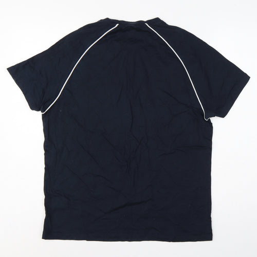 Reiss Men’s Blue L Cotton Crew Neck Contrast Trim T-Shirt