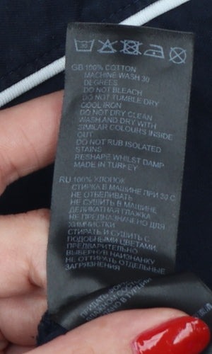 Reiss Men’s Blue L Cotton Crew Neck Contrast Trim T-Shirt