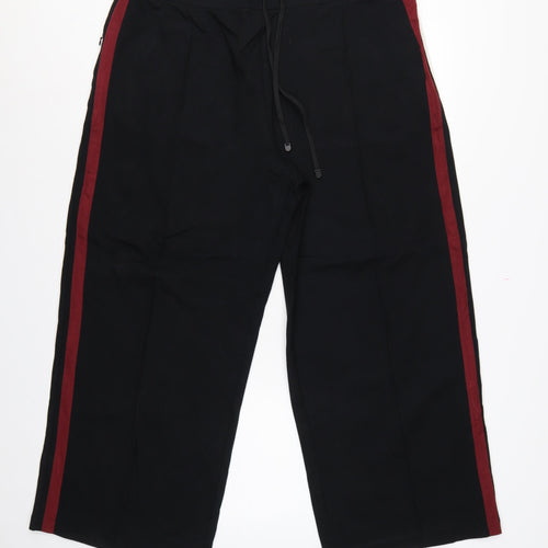 Marks & Spencer Women Black Size 20 Short Wide-Leg Stripe Trousers