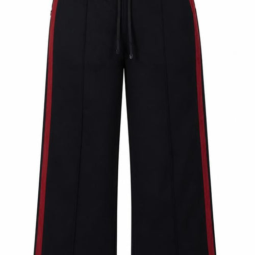 Marks & Spencer Women Black Size 20 Short Wide-Leg Stripe Trousers
