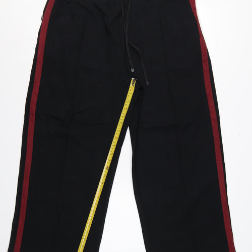Marks & Spencer Women Black Size 20 Short Wide-Leg Stripe Trousers