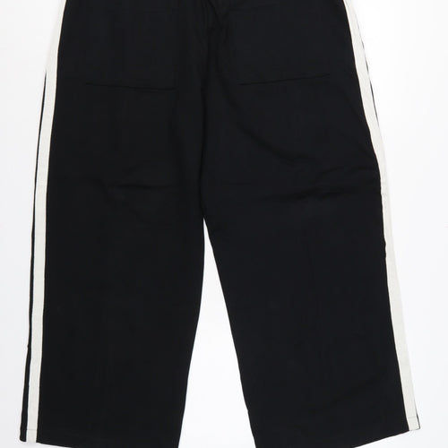 Marks & Spencer Women Black Size 20 Short Wide-Leg Stripe Trousers