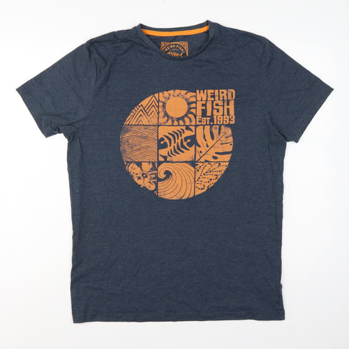 Weird Fish Men's Navy M Graphic Print Organic Cotton T-Shirt
