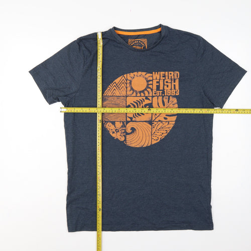 Weird Fish Men's Navy M Graphic Print Organic Cotton T-Shirt