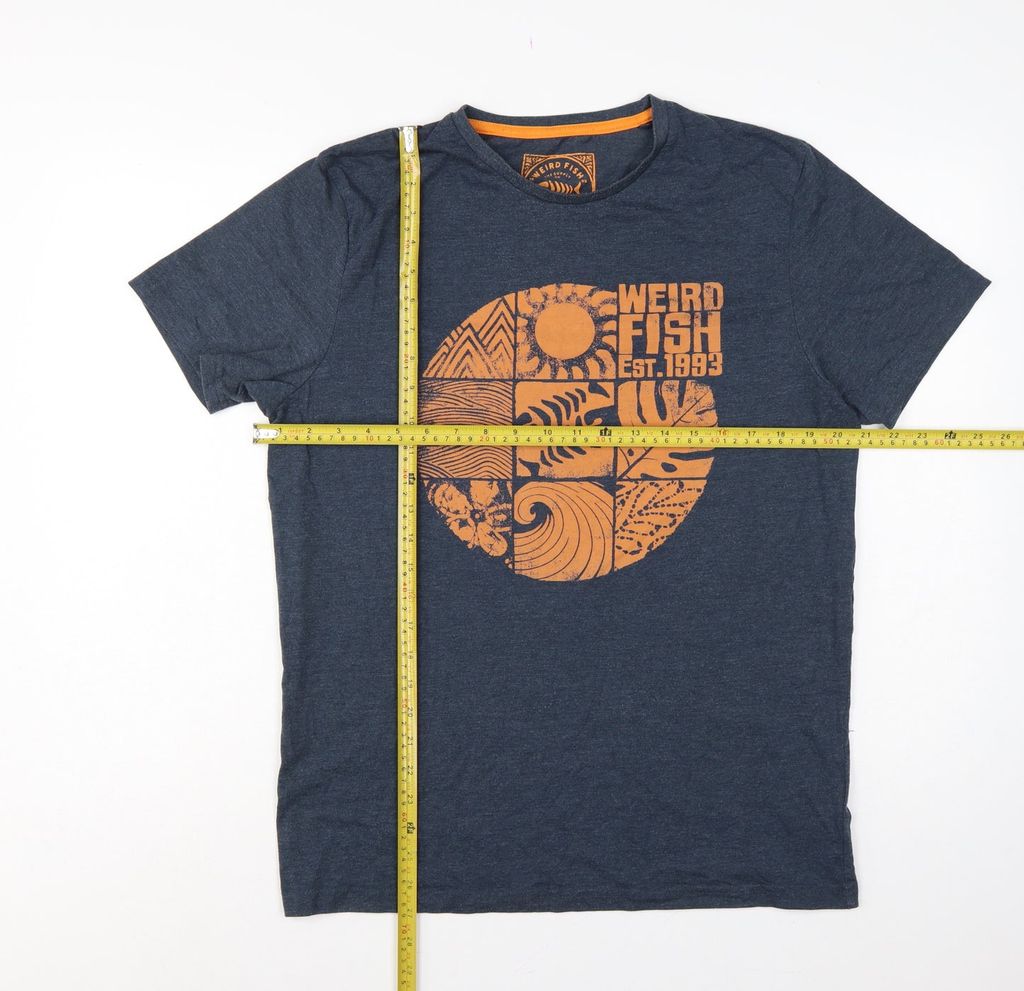 Weird Fish Men's Navy M Graphic Print Organic Cotton T-Shirt