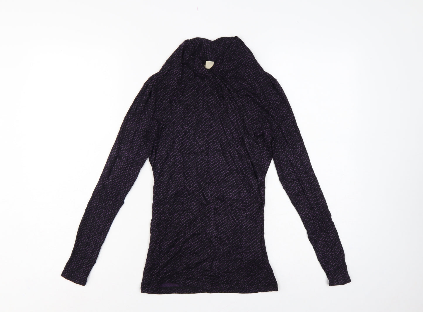 Banana Republic Women Black Purple Wrap Jersey Blouse Petite 2XS
