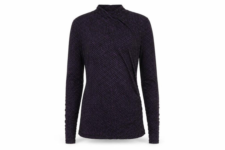 Banana Republic Women Black Purple Wrap Jersey Blouse Petite 2XS