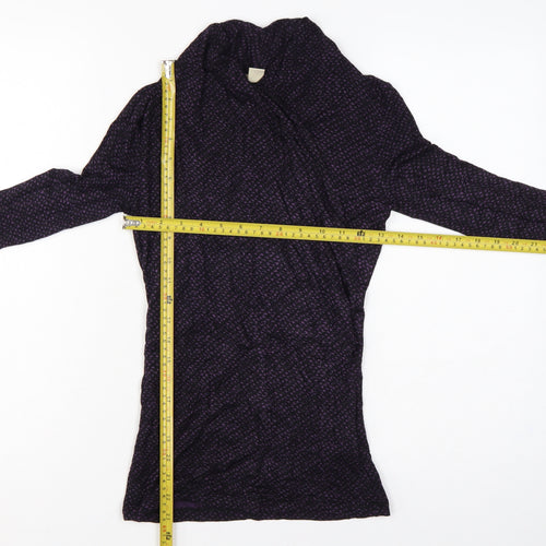 Banana Republic Women Black Purple Wrap Jersey Blouse Petite 2XS