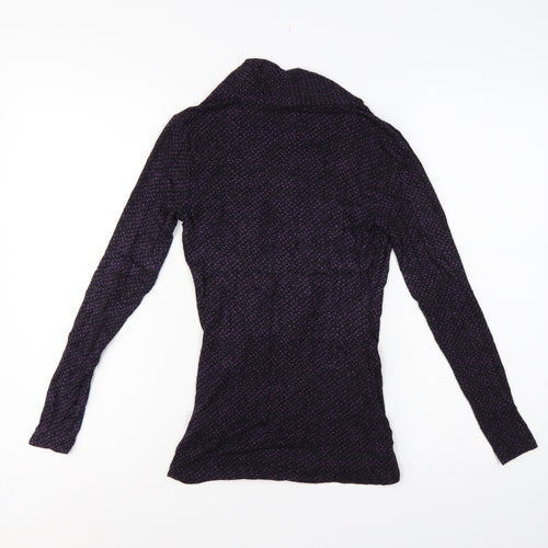 Banana Republic Women Black Purple Wrap Jersey Blouse Petite 2XS