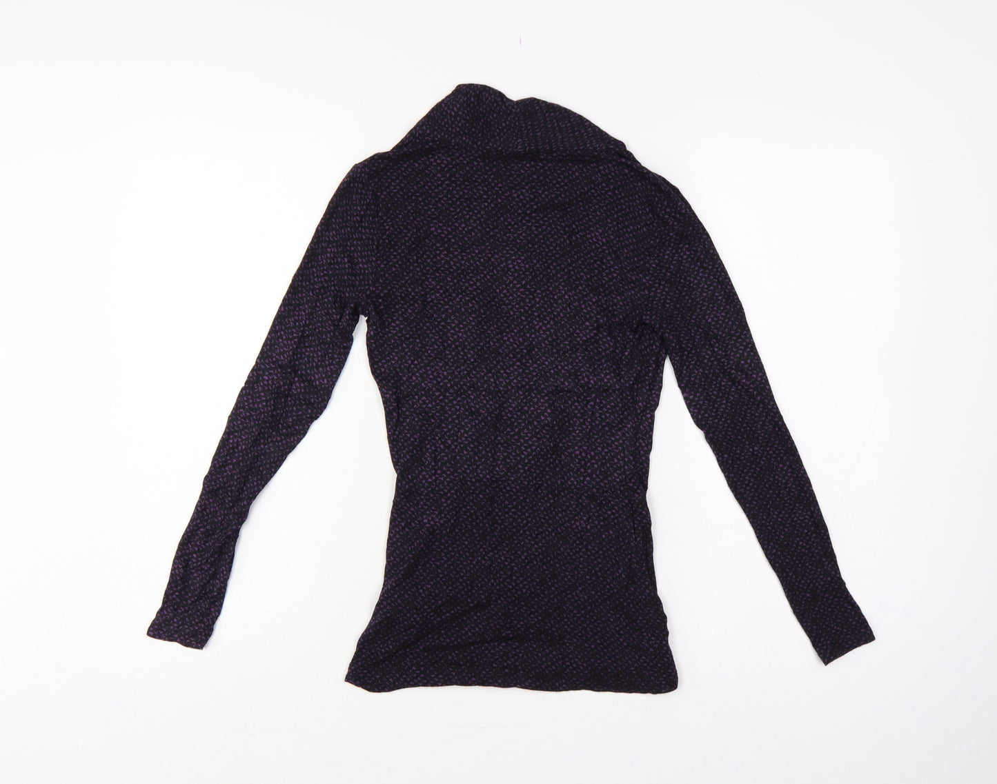 Banana Republic Women Black Purple Wrap Jersey Blouse Petite 2XS