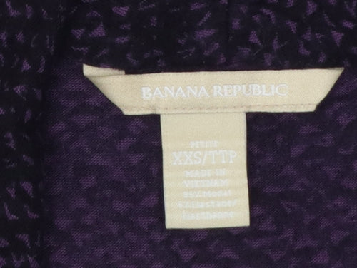 Banana Republic Women Black Purple Wrap Jersey Blouse Petite 2XS