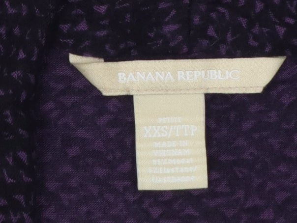 Banana Republic Women Black Purple Wrap Jersey Blouse Petite 2XS