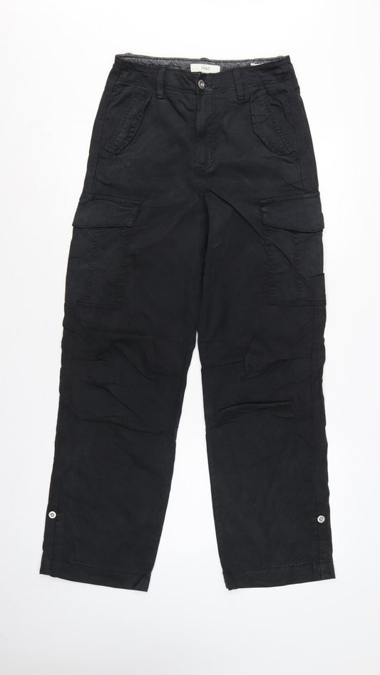 Marks & Spencer Women’s Black Size 8 Long Cargo Trousers Pockets