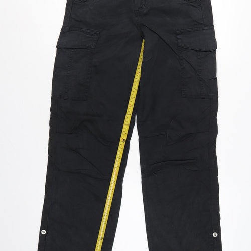 Marks & Spencer Women’s Black Size 8 Long Cargo Trousers Pockets