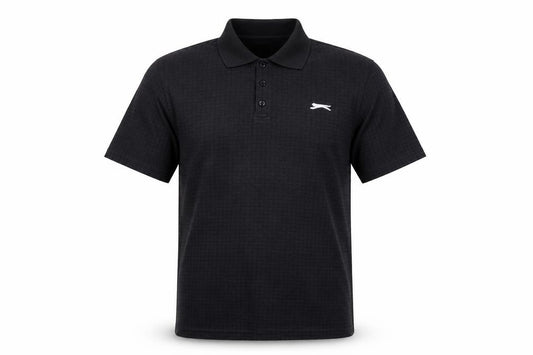 Slazenger Men's Black M Geometric Short Sleeve Golf Polo Shirt