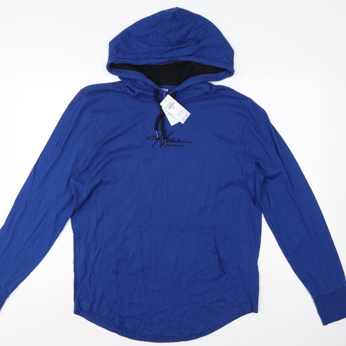 Hollister Men’s Blue L Hooded Tee Pullover Logo Cotton Hoodie