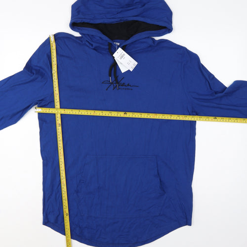 Hollister Men’s Blue L Hooded Tee Pullover Logo Cotton Hoodie