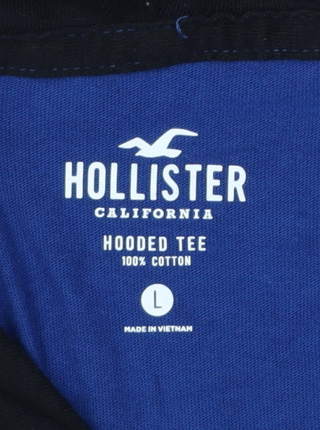 Hollister Men’s Blue L Hooded Tee Pullover Logo Cotton Hoodie