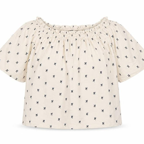 M&S Women Ivory Floral Off Shoulder Blouse Size 14 3/4 Bell Sleeve