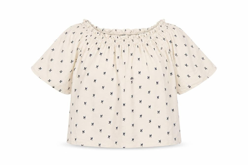 M&S Women Ivory Floral Off Shoulder Blouse Size 14 3/4 Bell Sleeve