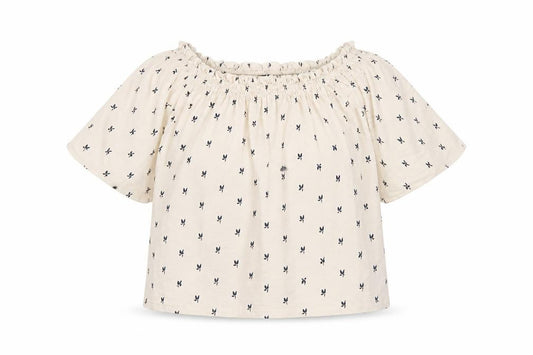 M&S Women Ivory Floral Off Shoulder Blouse Size 14 3/4 Bell Sleeve