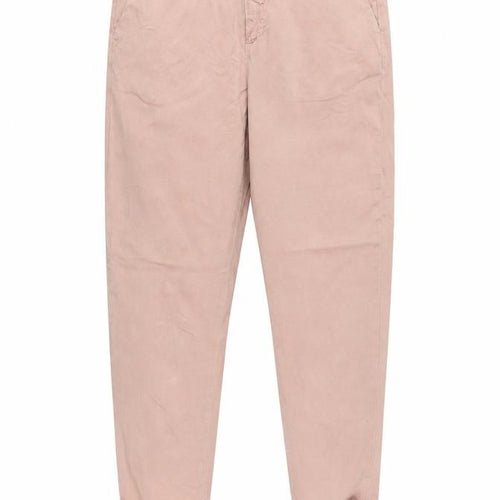 Mint Velvet Women Pink Size 10 Tapered Tie-Ankle Cotton Trousers