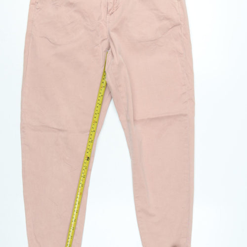 Mint Velvet Women Pink Size 10 Tapered Tie-Ankle Cotton Trousers