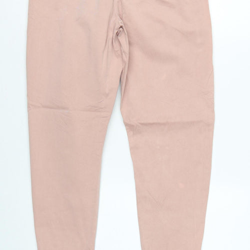 Mint Velvet Women Pink Size 10 Tapered Tie-Ankle Cotton Trousers