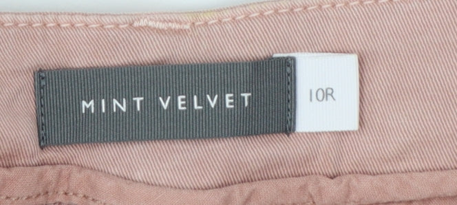 Mint Velvet Women Pink Size 10 Tapered Tie-Ankle Cotton Trousers