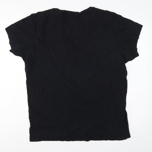 Pull&Bear Men’s Black XL Mountain Graphic Print Crew Neck T-Shirt