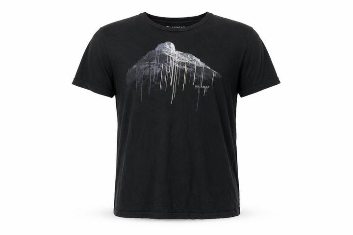 Pull&Bear Men’s Black XL Mountain Graphic Print Crew Neck T-Shirt