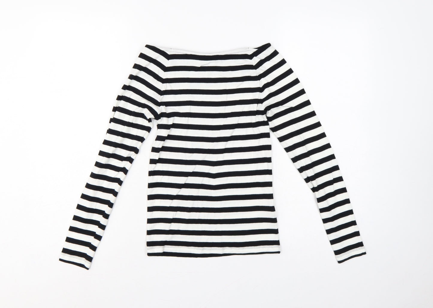 Marks and Spencer Women's Black White Stripe Off Shoulder Top UK 8