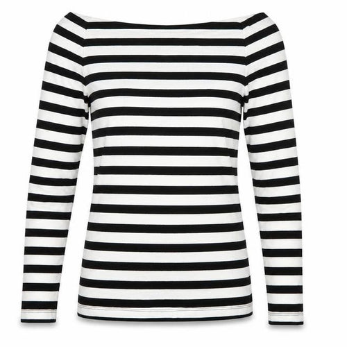 Marks and Spencer Women's Black White Stripe Off Shoulder Top UK 8